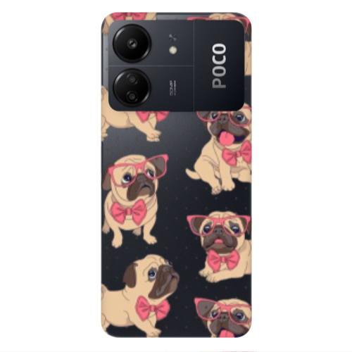 Xiaomi Poco C65 Dog Spectacled Transparent Silicone TPU Θήκη