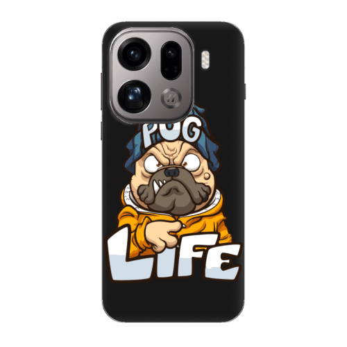 Oppo Find X9 Pro Pug Life 2 Black Colored Silicone TPU Θήκη