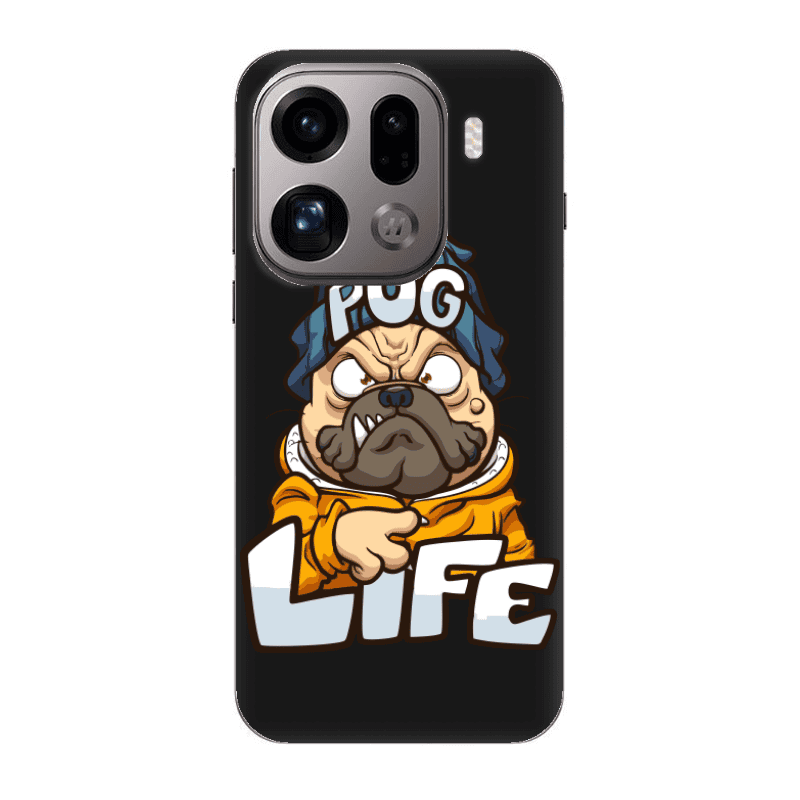 Oppo Find X9 Pro Pug Life 2 Black Colored Silicone TPU Θήκη
