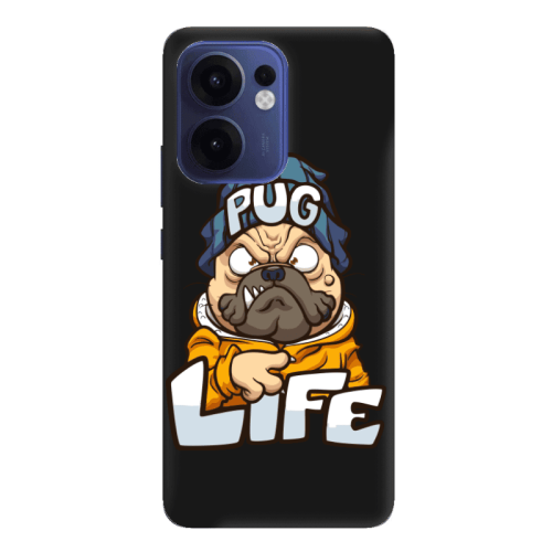 Oppo Reno 13 F Pug Life 2 Black Colored Silicone TPU Θήκη