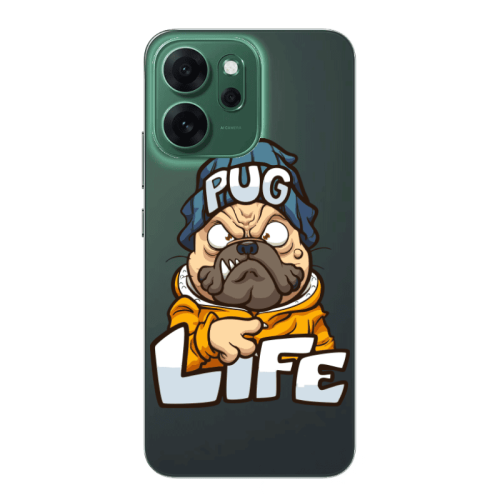 Oppo 14 F Pug Life 2 Transparent Silicone TPU Θήκη
