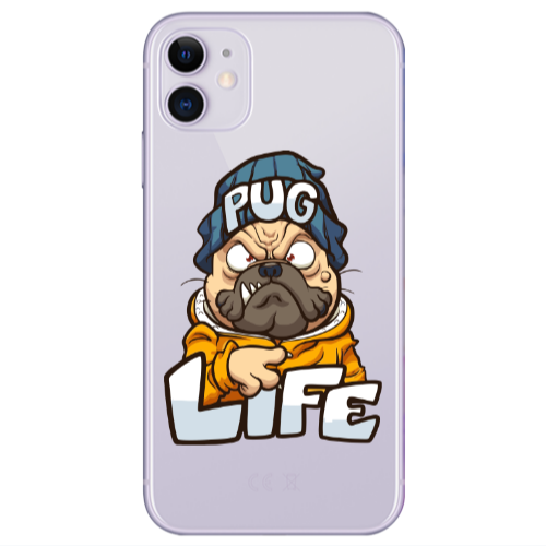 Apple iPhone 11  Pug Life 2 Transparent Silicone TPU Θήκη