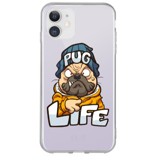 Apple iPhone 12 Pug Life 2 Transparent Silicone TPU Θήκη