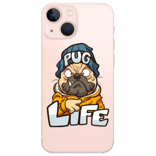 Apple iPhone 13 Pug Life 2 Transparent Silicone TPU Θήκη