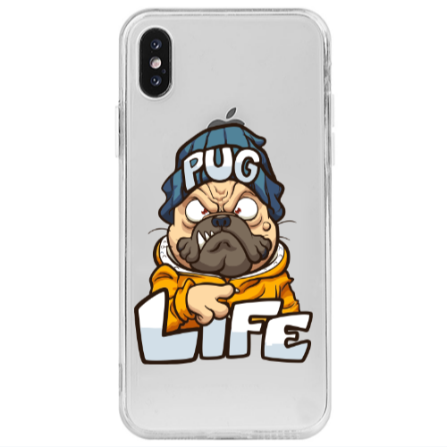 Apple iPhone X Pug Life 2 Transparent Silicone TPU Θήκη