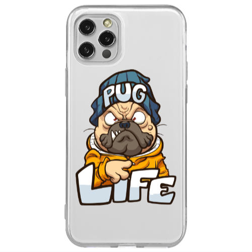 Apple iPhone 12 Pro Pug Life 2 Transparent Silicone TPU Θήκη