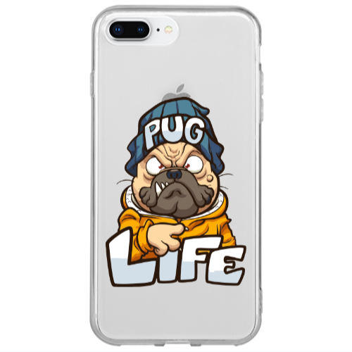 Apple iPhone 7 Plus Pug Life 2 Transparent Silicone TPU Θήκη