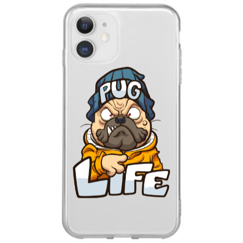 Apple iPhone 12 Mini Pug Life 2 Transparent Silicone TPU Θήκη