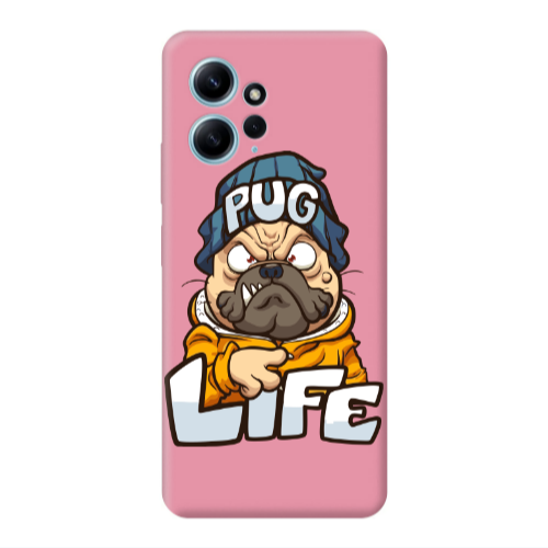 Xiaomi Redmi Note 12 4G Pug Life 2 Pink Colored Silicone TPU Θήκη