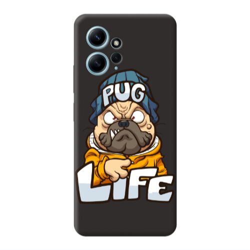 Xiaomi Redmi Note 12 4G Pug Life 2 Black Colored Silicone TPU Θήκη