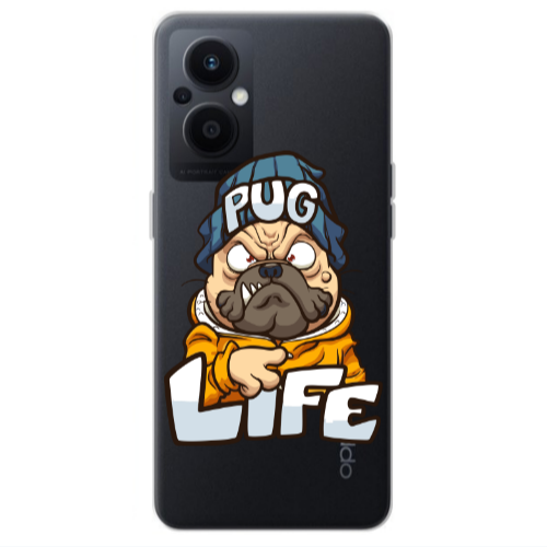 Oppo Reno 7 Lite Pug Life 2 Transparent Silicone TPU Θήκη