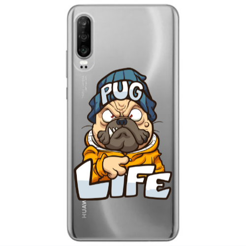 Huawei P30 Pug Life 2 Transparent Silicone TPU Θήκη