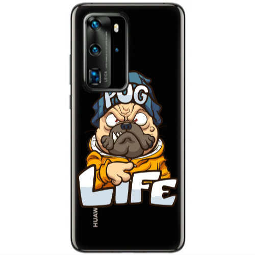 Huawei P40 Pro Pug Life 2 Transparent Silicone TPU Θήκη
