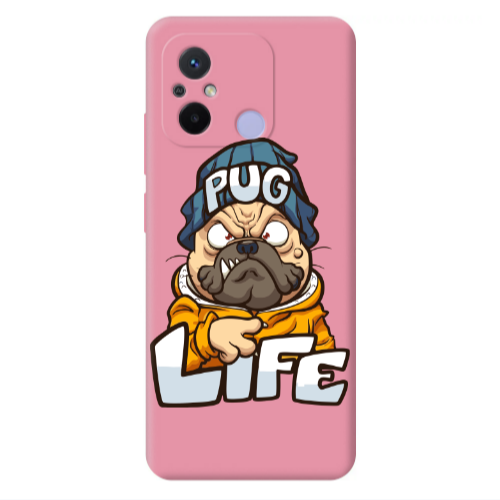 Xiaomi Redmi 12C Pug Life 2 Pink Colored Silicone TPU Θήκη