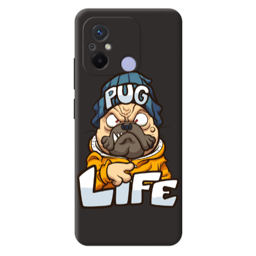 Xiaomi Redmi 12C Pug Life 2 Black Colored Silicone TPU Θήκη