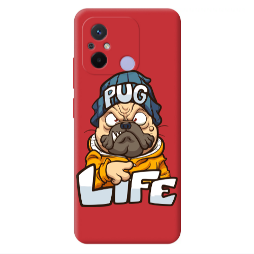 Xiaomi Redmi 12C Pug Life 2 Red Colored Silicone TPU Θήκη