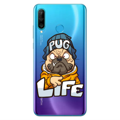 Huawei P30 Lite Pug Life 2 Transparent Silicone TPU Θήκη