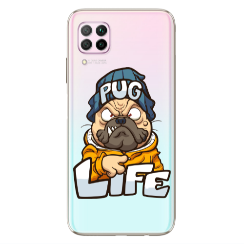 Huawei P40 Lite Pug Life 2 Transparent Silicone TPU Θήκη