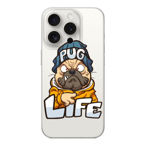 Apple iPhone 15 Pro Pug Life 2 Transparent Silicone TPU Θήκη