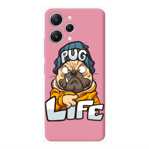Xiaomi Redmi 12 Pug Life 2 Pink Colored Silicone TPU Θήκη