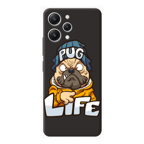Xiaomi Redmi 12 Pug Life 2 Black Colored Silicone TPU Θήκη