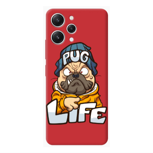 Xiaomi Redmi 12 Pug Life 2 Red Colored Silicone TPU Θήκη