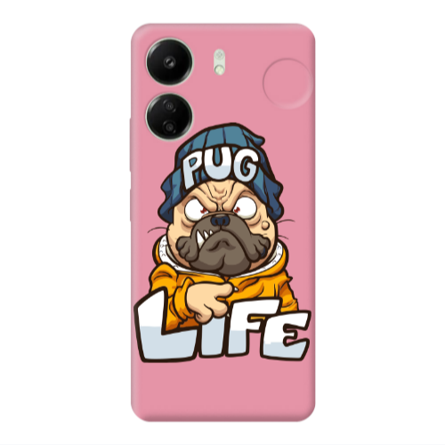 Xiaomi Redmi 13C Pug Life 2 Pink Colored Silicone TPU Θήκη