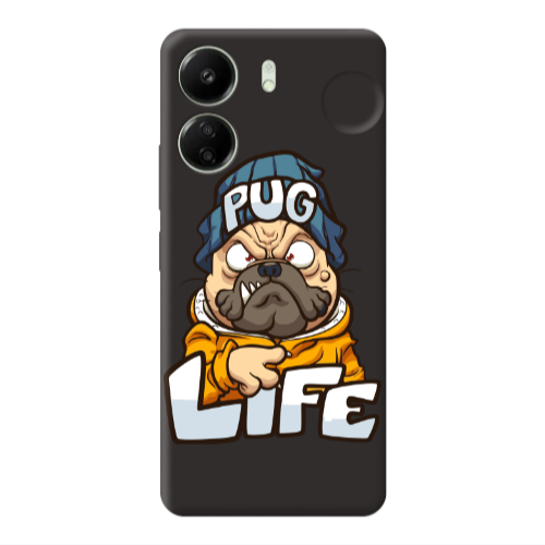 Xiaomi Redmi 13C Pug Life 2 Black Colored Silicone TPU Θήκη
