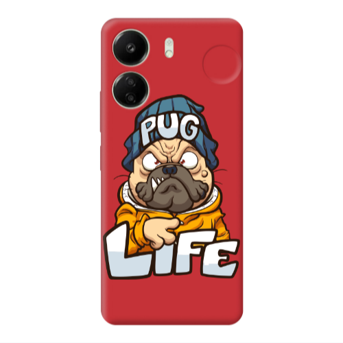 Xiaomi Redmi 13C Pug Life 2 Red Colored Silicone TPU Θήκη