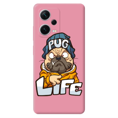 Xiaomi Poco X5 Pug Life 2 Pink Colored Silicone TPU Θήκη