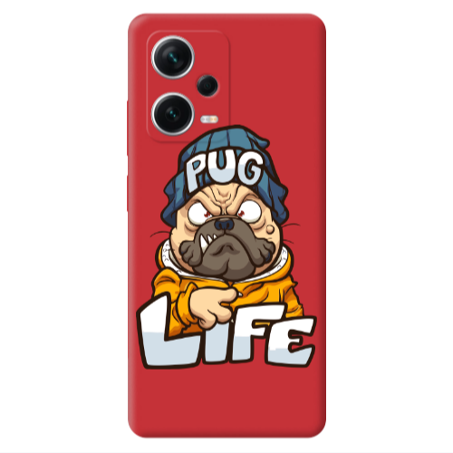 Xiaomi Poco X5 Pug Life 2 Red Colored Silicone TPU Θήκη