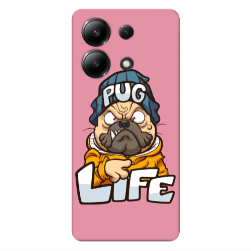 Xiaomi Redmi Note 13 4G Pug Life 2 Pink Colored Silicone TPU Θήκη