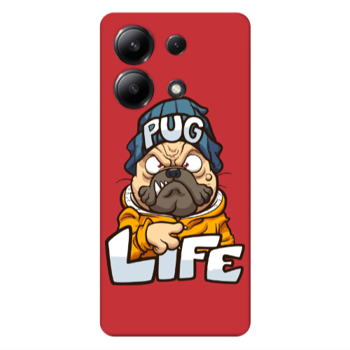 Xiaomi Redmi Note 13 4G Pug Life 2 Red Colored Silicone TPU Θήκη