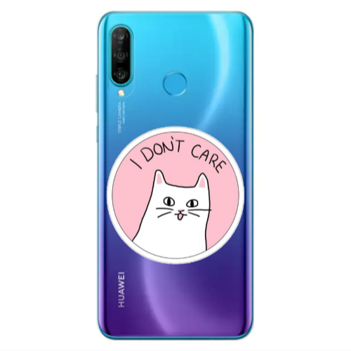 Huawei P30 Lite I dont Care Transparent Silicone TPU Θήκη