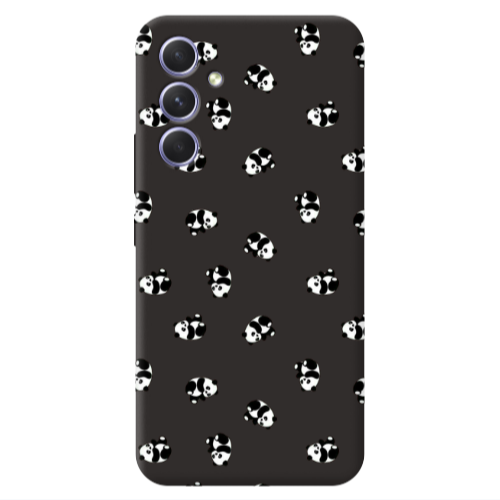 Samsung A36 Small Pandas Black Colored Silicone TPU Θήκη