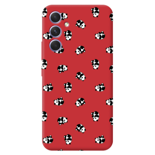 Samsung A36 Small Pandas Red Colored Silicone TPU Θήκη