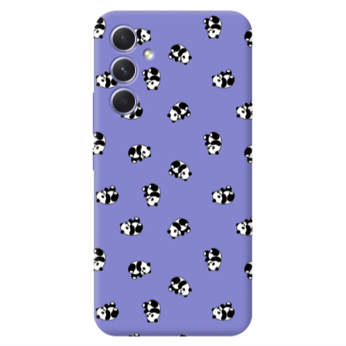 Samsung A56 Small Pandas Purple Colored Silicone TPU Θήκη