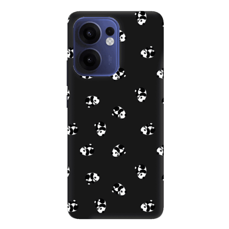 Oppo Reno 13 F Small Pandas Black Colored Silicone TPU Θήκη