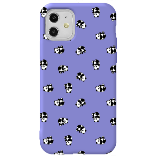 Apple iPhone 11  Small Pandas Purple Colored Silicone TPU Θήκη