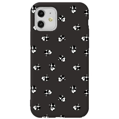 Apple iPhone 11  Small Pandas Black Colored Silicone TPU Θήκη