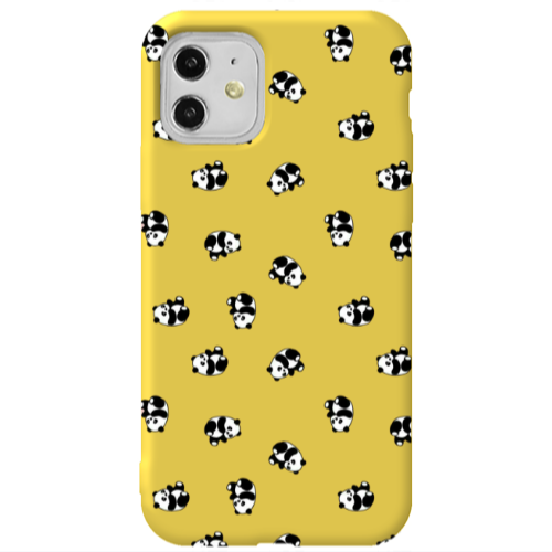 Apple iPhone 11  Small Pandas Yellow Colored Silicone TPU Θήκη