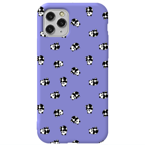 Apple iPhone 11 Pro Small Pandas Purple Colored Silicone TPU Θήκη