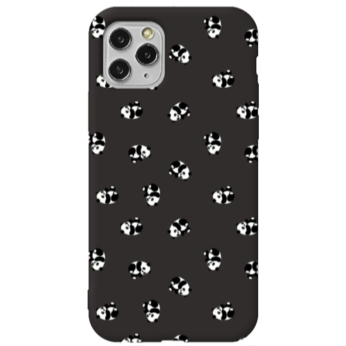Apple iPhone 11 Pro Small Pandas Black Colored Silicone TPU Θήκη