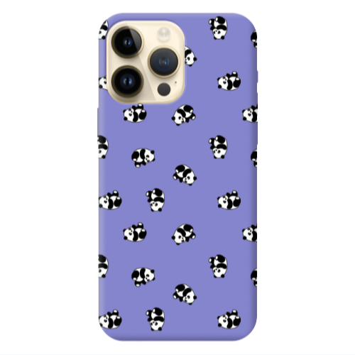 Apple iPhone 13 Pro Max Small Pandas Purple Colored Silicone TPU Θήκη
