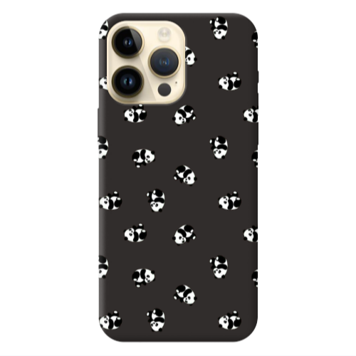 Apple iPhone 13 Pro Max Small Pandas Black Colored Silicone TPU Θήκη