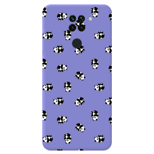 Xiaomi Redmi Note 9 Small Pandas Purple Colored Silicone TPU Θήκη