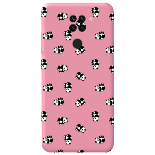 Xiaomi Redmi Note 9 Small Pandas Pink Colored Silicone TPU Θήκη