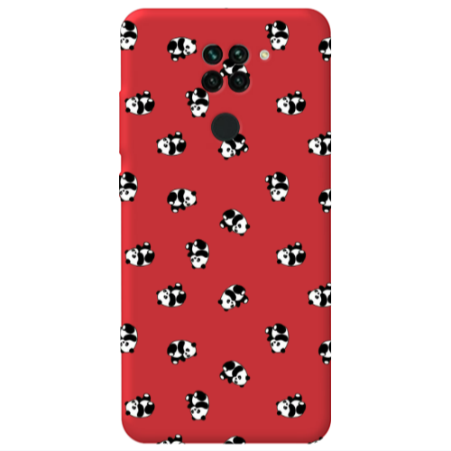 Xiaomi Redmi Note 9 Small Pandas Red Colored Silicone TPU Θήκη