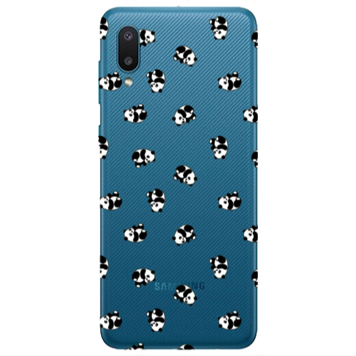 Samsung A02 Small Pandas Transparent Silicone TPU Θήκη