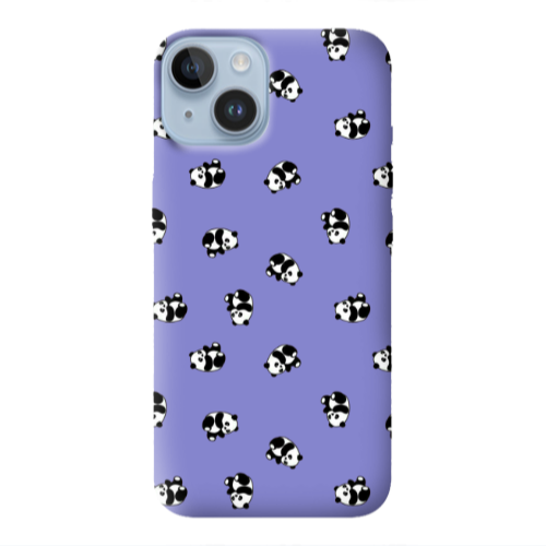 Apple iPhone 14  Small Pandas Purple Colored Silicone TPU Θήκη